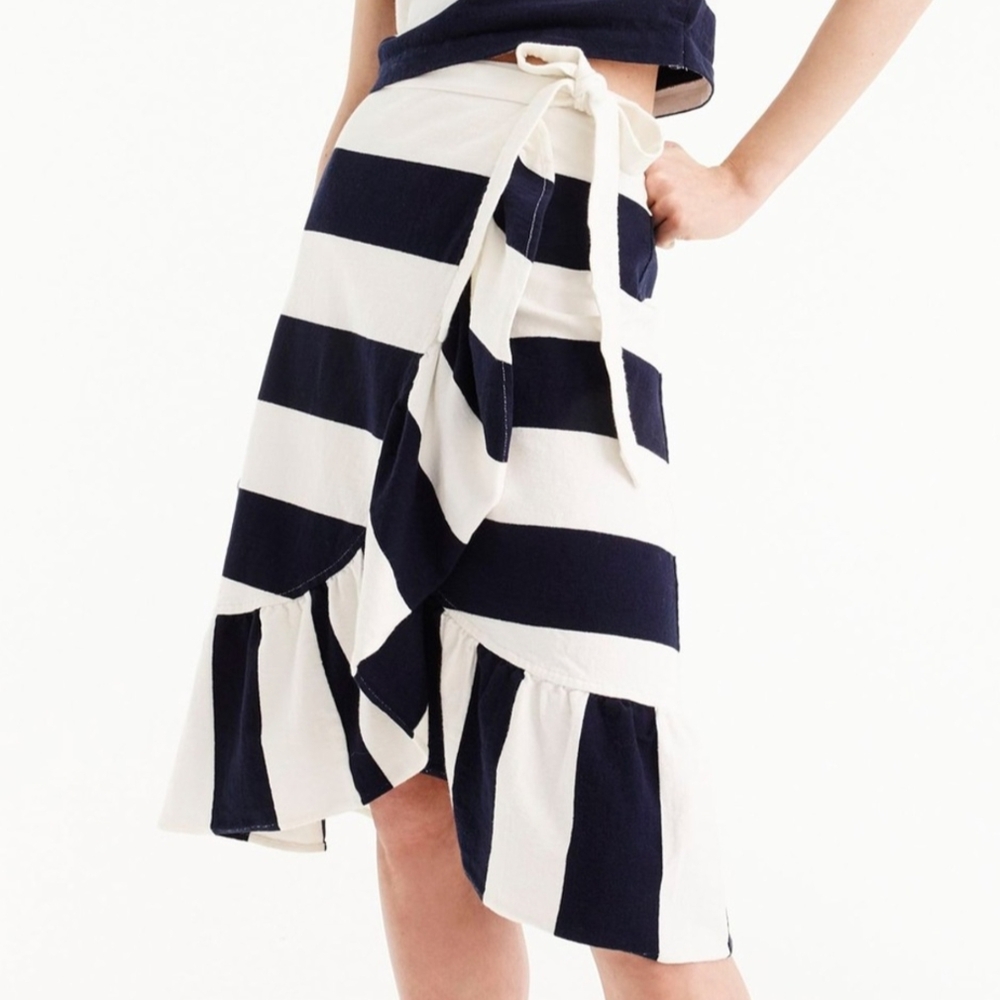 J. Crew Women's Navy/White Striped Skirt XS Nautical